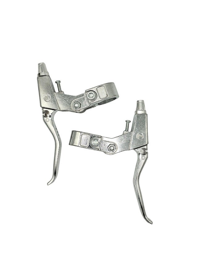 Fukukawa Universal Alloy Bicycle Brake Levers Front & Rear Pair Lightweight Aluminum Handlebar Brake Levers for MTB BMX Road Folding Bikes Anti-Rust Silver - Image 1