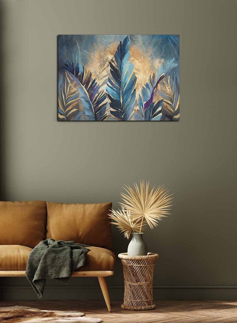 لوحة كانفاس على إطار خشبي، تصميم فن زيتي للأوراق النباتية ، للمنزل، غرفة المعيشة، المكتب، الديكور - Image 3