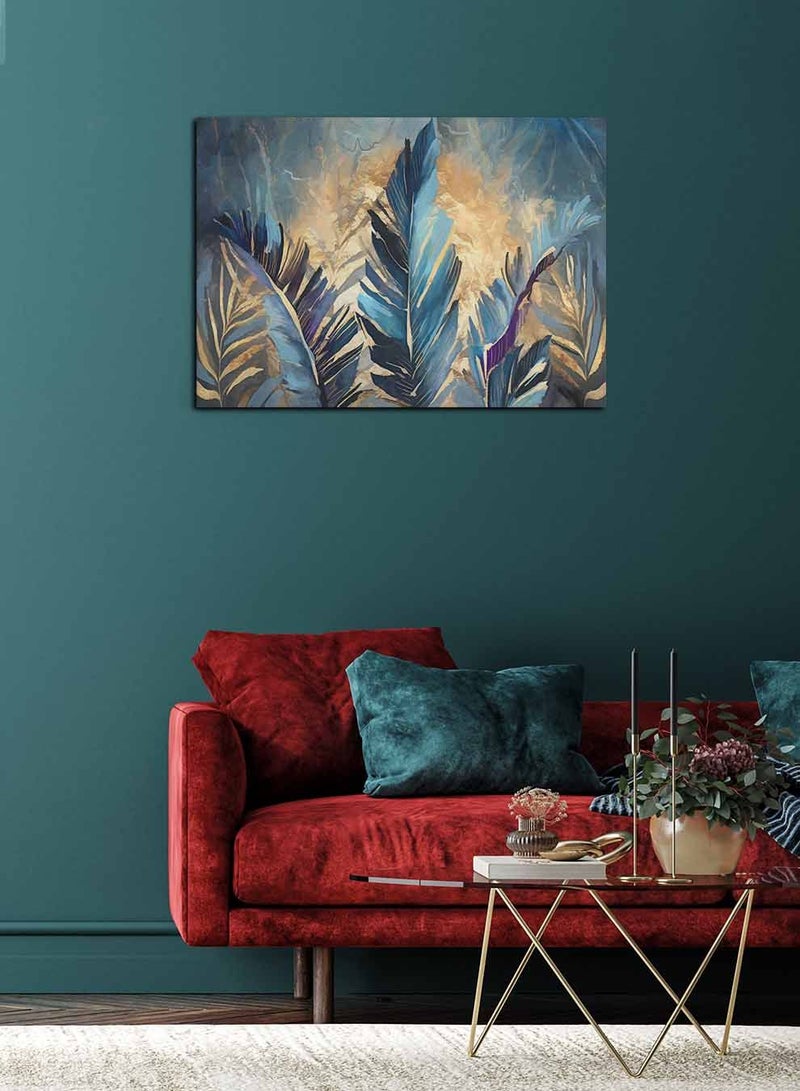 لوحة كانفاس على إطار خشبي، تصميم فن زيتي للأوراق النباتية ، للمنزل، غرفة المعيشة، المكتب، الديكور - Image 2