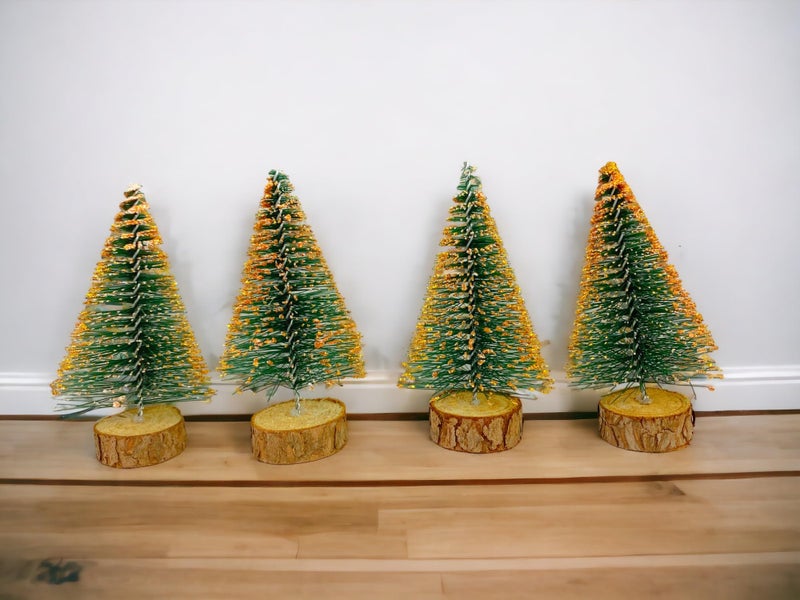 SESONBY White Or Golden Touch 4 Pcs Mini Artificial Small Size Tabletop Christmas Pine Tree for Holiday Home Office Decoration Artificial Tabletop Decorations, Christmas Tree Table Xmas TreeTable Top - Image 2