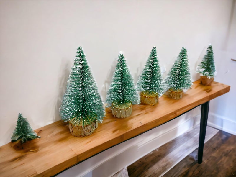 SESONBY White Or Golden Touch 4 Pcs Mini Artificial Small Size Tabletop Christmas Pine Tree for Holiday Home Office Decoration Artificial Tabletop Decorations, Christmas Tree Table Xmas TreeTable Top - Image 3