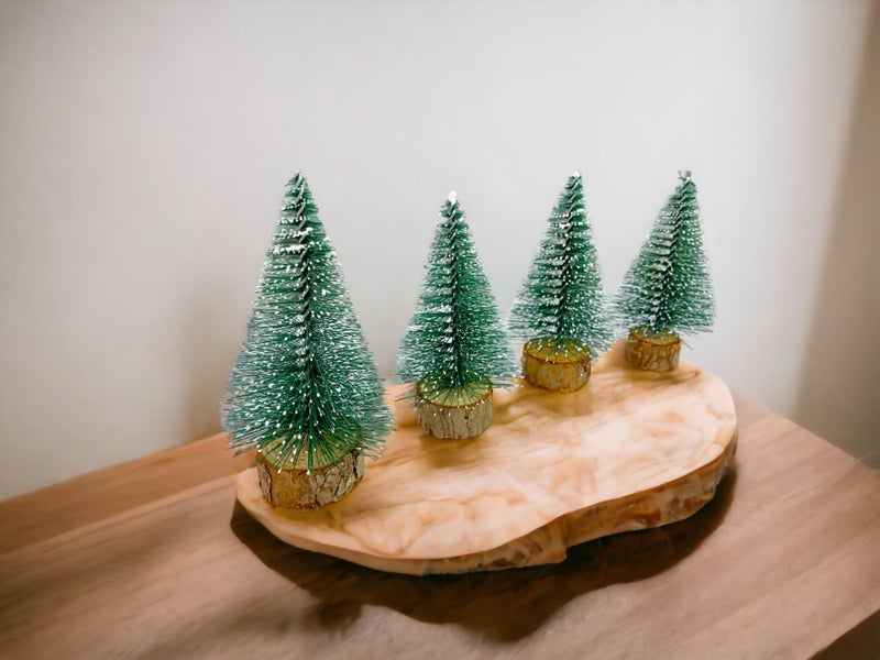 SESONBY White Or Golden Touch 4 Pcs Mini Artificial Small Size Tabletop Christmas Pine Tree for Holiday Home Office Decoration Artificial Tabletop Decorations, Christmas Tree Table Xmas TreeTable Top - Image 1