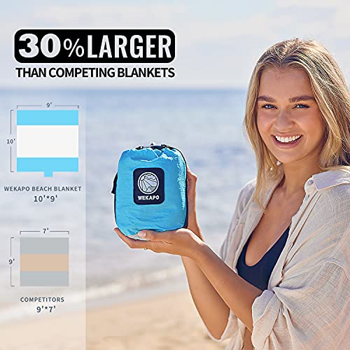 WEKAPO Beach Blanket Sandproof, Extra Large Beach Mat, Big & Compact Sand Free Mat Quick Drying, Lightweight & Durable with 6 Stakes & 4 Corner Pockets - Image 2