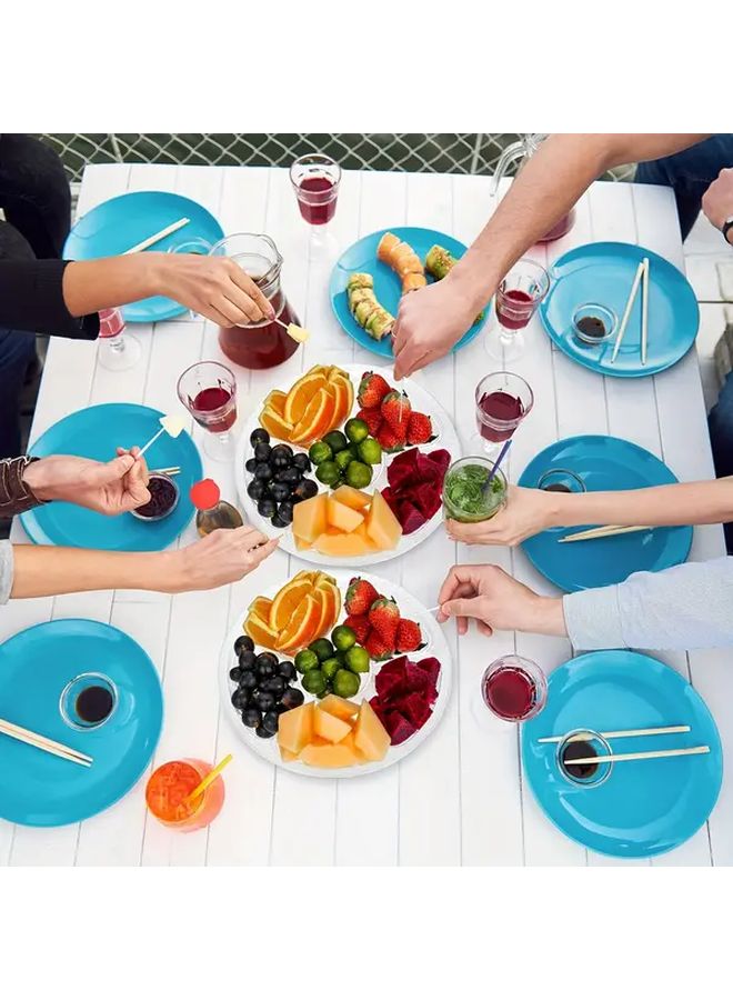 6Pcs Round Plastic Serving Trays With Lids Multi Compartment Snack Fruit Veggie Containers - Image 4