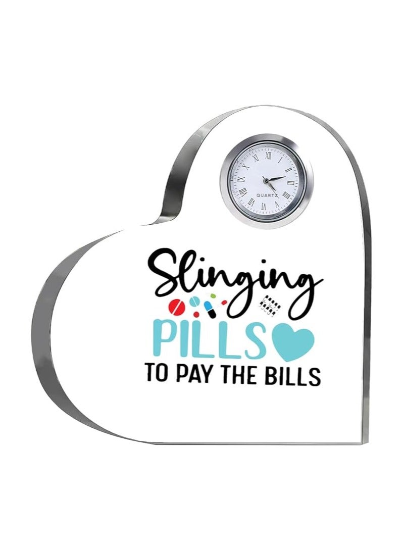 Pharmacist Heroes-Heartfelt Gifts For Pharmacist Day-Gift Ideas-Heart-Shaped Crystal Clock-Gift For Pharmacist Day - Image 1