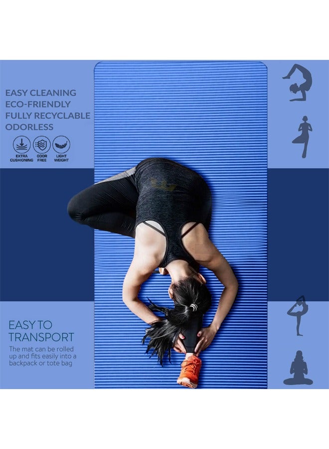 Nariele Pack of 4 Non-Slip yoga mat Anti-Tear Exercise Mat With Carrying Strap 183x61x1cm Blue - Image 3