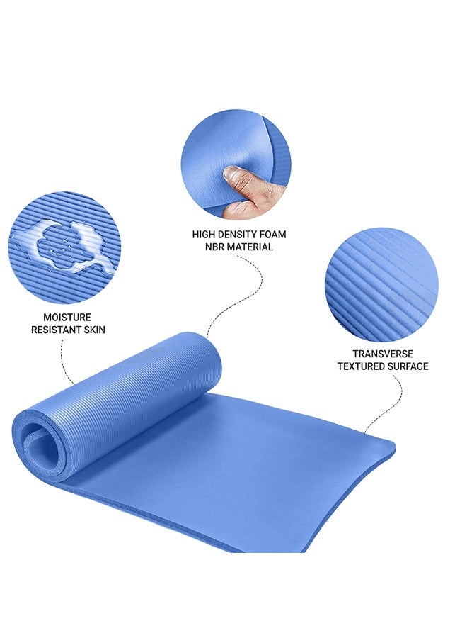 Nariele Pack of 4 Non-Slip yoga mat Anti-Tear Exercise Mat With Carrying Strap 183x61x1cm Blue - Image 5