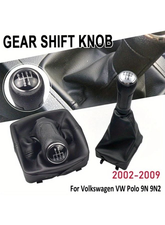 Black 6 Speed Premium PU Leather Gear Knob Boot Cover Kit for Volkswagen 9N 9N2 GTI 2002 2009 - Image 1