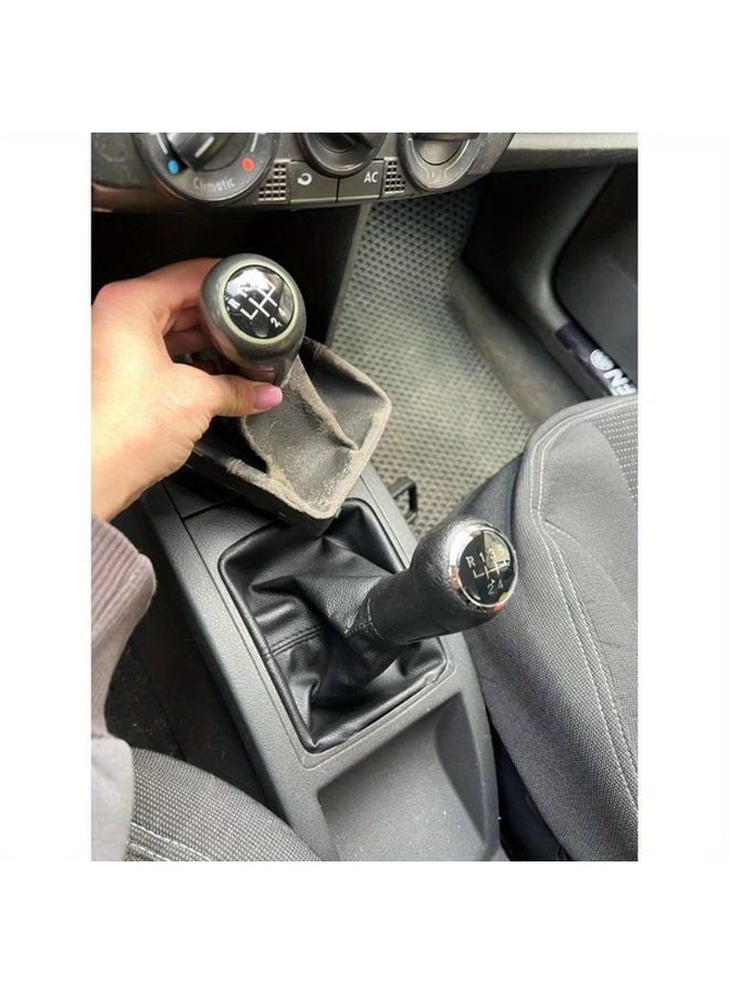 Black 6 Speed Premium PU Leather Gear Knob Boot Cover Kit for Volkswagen 9N 9N2 GTI 2002 2009 - Image 5