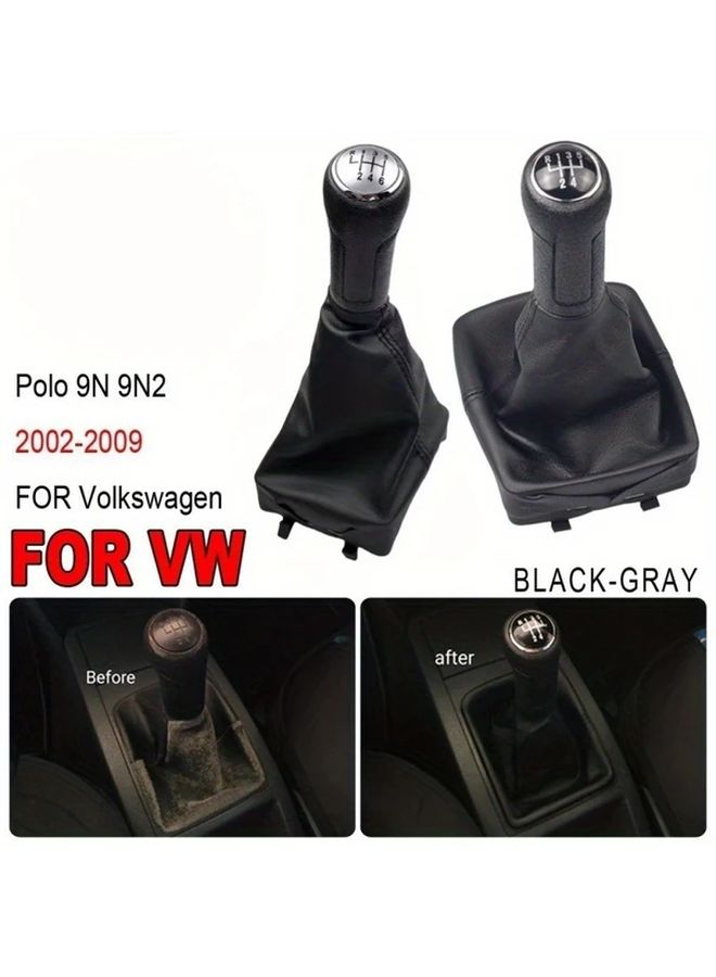 Black 6 Speed Premium PU Leather Gear Knob Boot Cover Kit for Volkswagen 9N 9N2 GTI 2002 2009 - Image 3