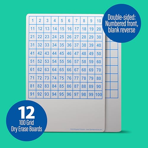 Flipside Products 9" x 12" Two Sided Dry Erase Board Hundreds Grid, Learn to Count, Counting Aid, Number Chart, Classroom and Home, Pack of 12 - Image 2
