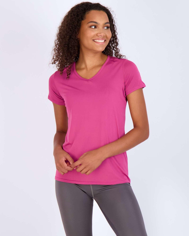 REALESSENTIALS Real Essentials 5 Pack: Women's Dry Fit Short Sleeve V Neck Workout Top - Fitness Pilates Gym Athletic Yoga T-Shirt (Plus Available), Set 13, XL - Image 2