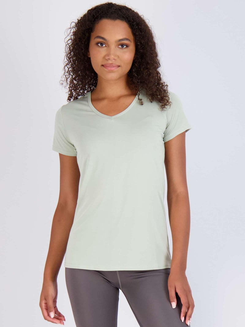REALESSENTIALS Real Essentials 5 Pack: Women's Dry Fit Short Sleeve V Neck Workout Top - Fitness Pilates Gym Athletic Yoga T-Shirt (Plus Available), Set 13, XL - Image 4