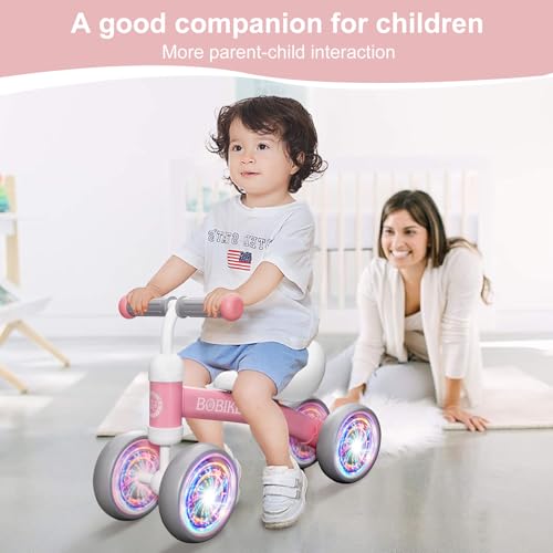 Bobike Baby Balance Bike Toys for 1236 Months Kids Toy Boy and Girls Gifts Toddler Best First Birthday Gift Children Walker No Pedal Infant 4 Wheels Bicycle Colorful PinkLight - Image 5