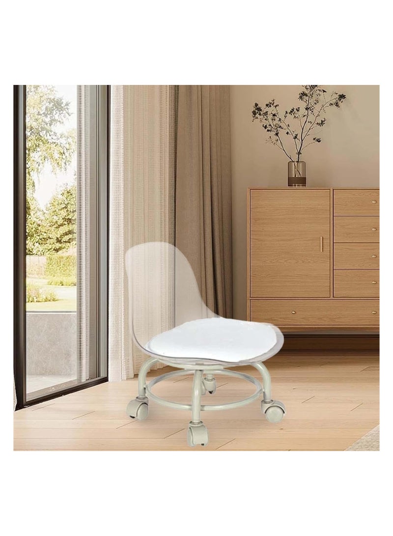 brunson Modern Style Chair Roller Seat PU Leather Low Rolling Stool Swivel Small Stool with Universal Caster Wheels for Home Office Garage Shop Fitness Sport Mini Height Adjustable Stool Kids Chair - Image 3
