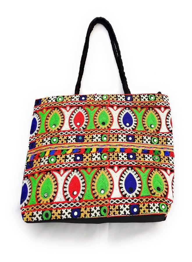 Chircrafts Handicrafts Cotton Embrodery Multicolour Radhe Radhe Print HandBag for Women & Girls(combo-2) - Image 3