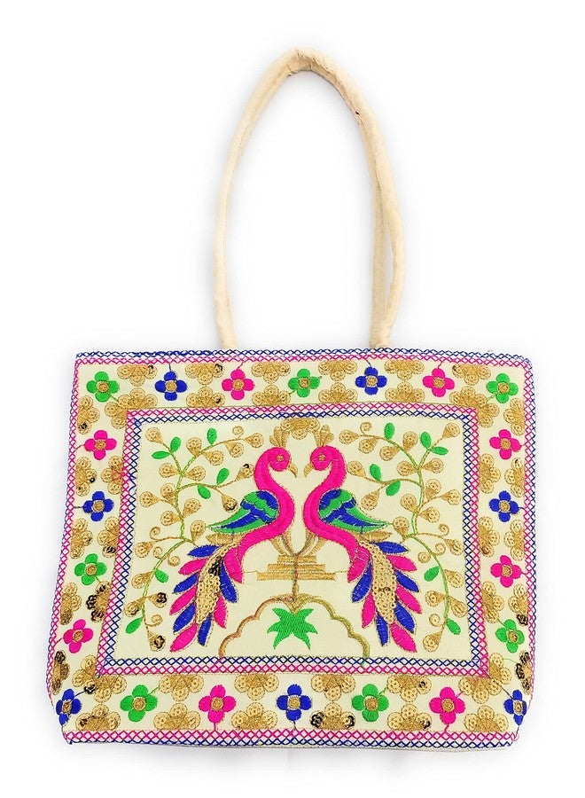 Chircrafts Handicrafts Cotton Embrodery Multicolour Radhe Radhe Print HandBag for Women & Girls(combo-2) - Image 2