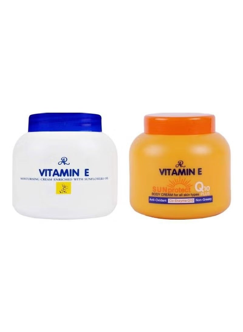 مجموعة من قطعتين من كريم الترطيب بفيتامين E وكريم الحماية من الشمس Q10 Plus بفيتامين E