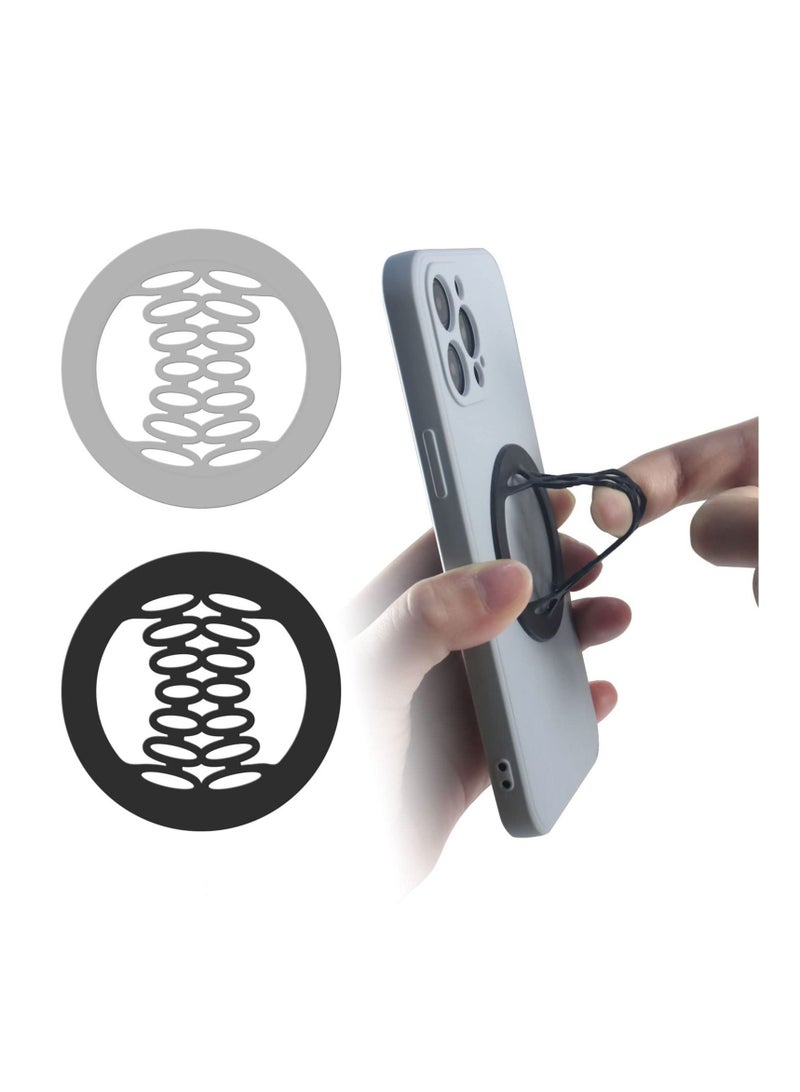 Y&D Phone Grip Strap Holder Elastic Silicone Cell Gripper for Back of Loop Finger Hand, Compatible with iPhone, Samsung, Android Smart Phone, 2pcs (Black/Grey) - Image 1