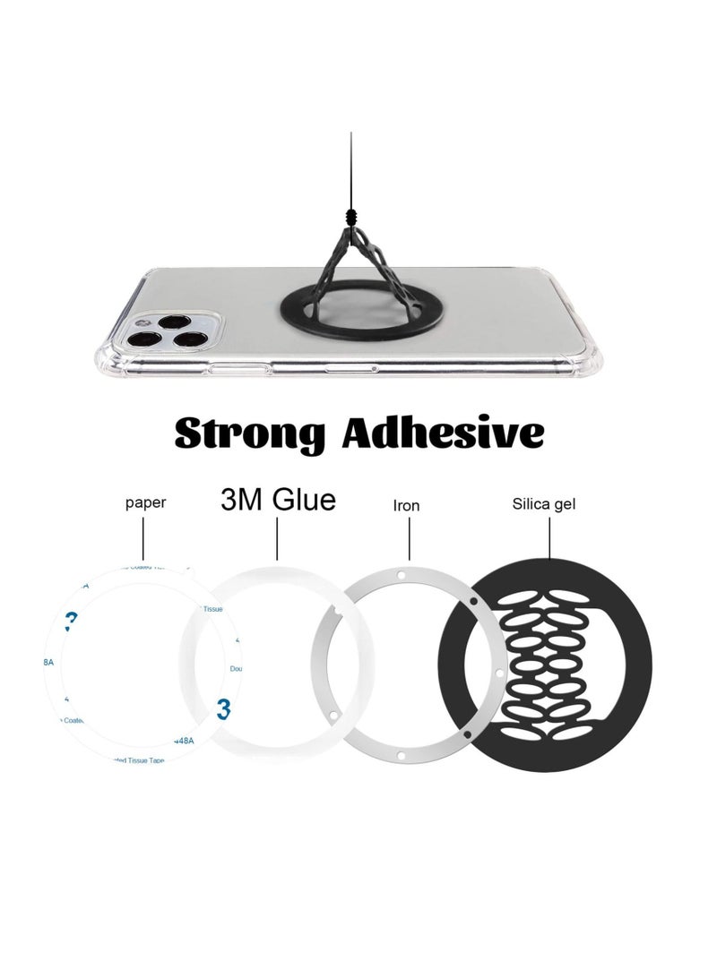 Y&D Phone Grip Strap Holder Elastic Silicone Cell Gripper for Back of Loop Finger Hand, Compatible with iPhone, Samsung, Android Smart Phone, 2pcs (Black/Grey) - Image 2