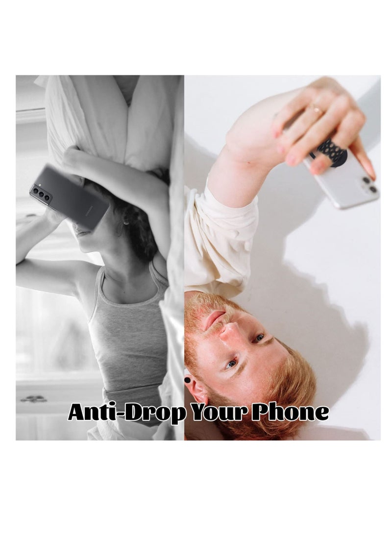 Y&D Phone Grip Strap Holder Elastic Silicone Cell Gripper for Back of Loop Finger Hand, Compatible with iPhone, Samsung, Android Smart Phone, 2pcs (Black/Grey) - Image 3