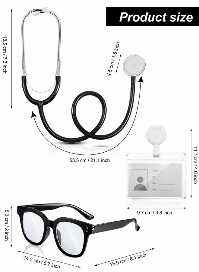 Satinior Scientist Costume Set Labcoat Stethoscope Glasses Personalized ID Card Lab Apparatus Cosplay (Women Style, 4 Pieces) - Image 2