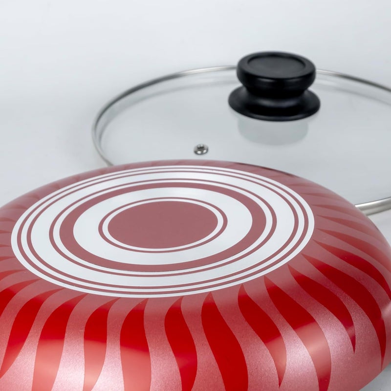 SENSTAN Flame Design Fry Pan with Glass Lid | Non-Stick Frying Pan | 24x5.0CM Skillet | Flame-Patterned Sauté Pan | Premium Cooking Pan - Image 5