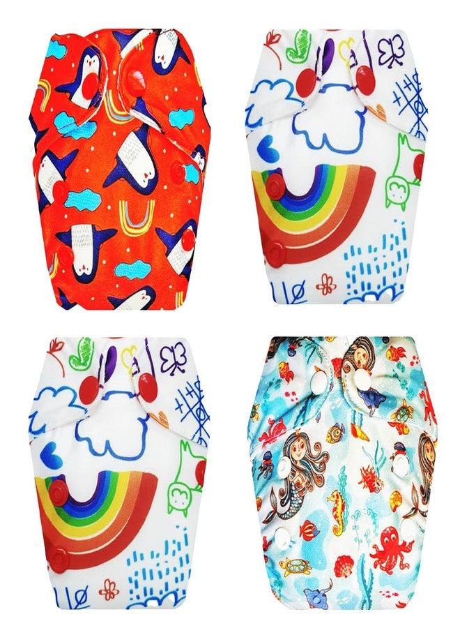 Dumbledo Premium Newborn Cloth Diaper with Integrated Insert (Pack of 4) | Dry Feel and Comfortable | Travel Friendly | Perfect for Indian Summers | 0 - 4 Months | Unisex Baby - Image 1