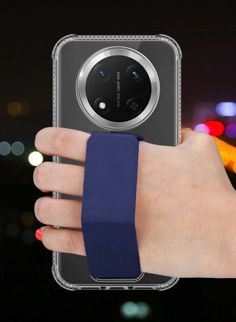 Wtech Honor X9c 5G 2024 / Honor Magic7 Lite 5G 2025 TPU Hand Grip Air Pillow Case Cover - Clear/Navy Blue - Image 3