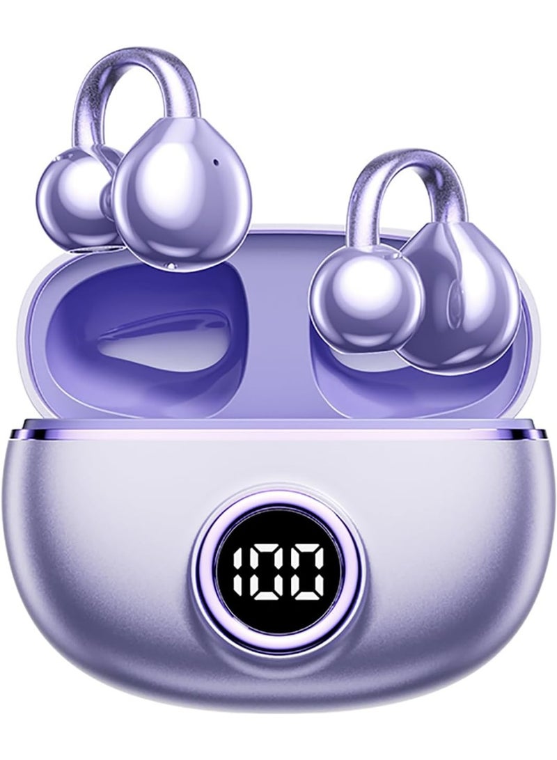 Arabest Clip on Earbuds for Small Ears, Open Ear Wireless Bluetooth 5.4 Headphones, 40H Playtime Air Conduction, Comfort Fit for Glasses, Waterproof Sport Ear Buds with Digital Display & MIC - Image 1