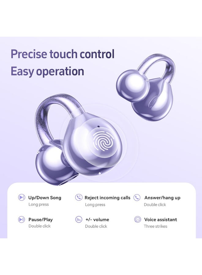 Arabest Clip on Earbuds for Small Ears, Open Ear Wireless Bluetooth 5.4 Headphones, 40H Playtime Air Conduction, Comfort Fit for Glasses, Waterproof Sport Ear Buds with Digital Display & MIC - Image 3