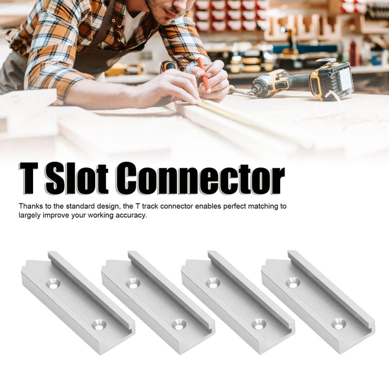 4Pcs Silver Aluminum Alloy T Connector 100mm Length 30mm Width Universal Woodworking Cuts - Image 5