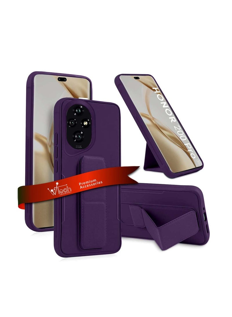 دبليو تيك Honor 200 Pro 5G 2024 مقبض يد مغناطيسي قابل للطي وحزام معصم وقبضة إصبع مع غطاء حماية لشفاه الكاميرا الحديثة من الحديد المدمج - أرجواني باذنجاني - Image 1