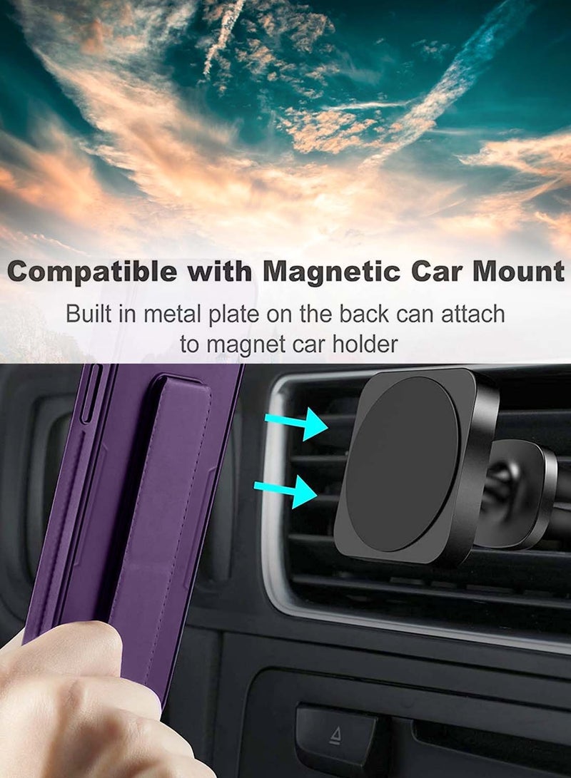 دبليو تيك Honor 200 Pro 5G 2024 مقبض يد مغناطيسي قابل للطي وحزام معصم وقبضة إصبع مع غطاء حماية لشفاه الكاميرا الحديثة من الحديد المدمج - أرجواني باذنجاني - Image 2