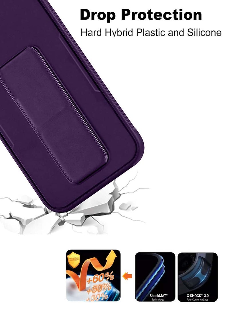 دبليو تيك Honor 200 Pro 5G 2024 مقبض يد مغناطيسي قابل للطي وحزام معصم وقبضة إصبع مع غطاء حماية لشفاه الكاميرا الحديثة من الحديد المدمج - أرجواني باذنجاني - Image 4