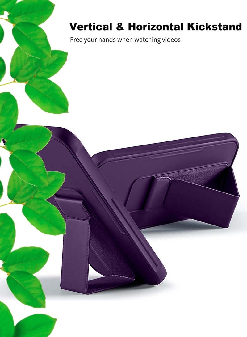 دبليو تيك Honor 200 Pro 5G 2024 مقبض يد مغناطيسي قابل للطي وحزام معصم وقبضة إصبع مع غطاء حماية لشفاه الكاميرا الحديثة من الحديد المدمج - أرجواني باذنجاني - Image 5