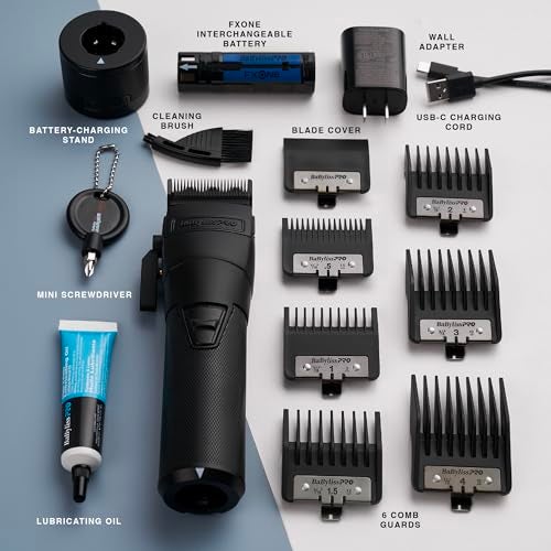 BaBylissPRO FXONE Professional Cordless Clipper in Black - Beard Trimmer for Men, Professional Stylist & Barber Clippers, USB-C Cordless Hair Clippers for Men - Image 2