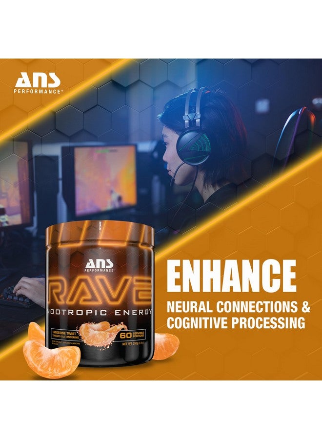 ANS Performance Rave (60 Servings, 8.9 oz) - High Energy, No Crash Formula - Memory & Focus Supplement - Sugar-Free- Boost Mind-Body Neural Connections (Tangerine Twist) - Image 3