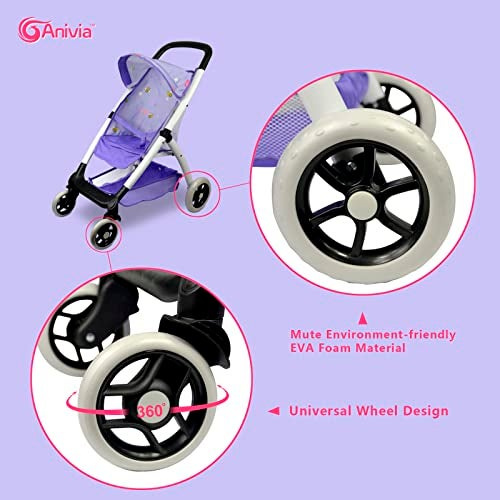 Anivia Baby Doll Stroller for 18 inches American Girl Dolls with Multi Function. (DA422-PURPLE)… - Image 3
