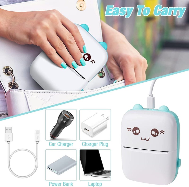 Mini Printer Portable, Rechargeable Battery Equipped Inkless Sticker Printer for Multipurpose Printing, Clear Printing with Thermal Paper Included, Compatible with iOS + Android - Image 5