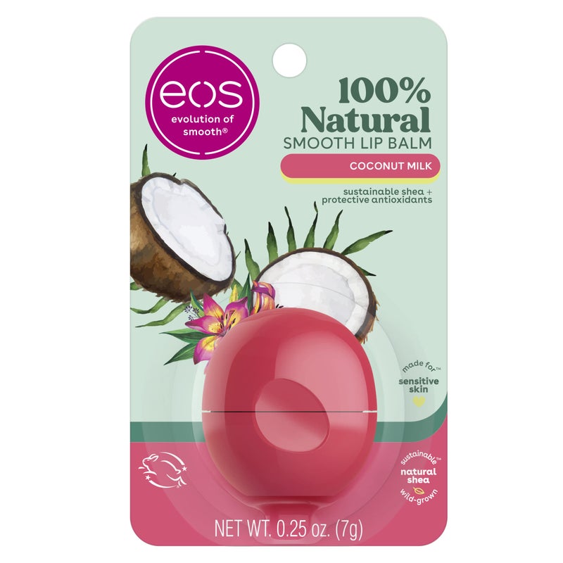 eos 100 Natural Lip Balm Coconut Milk AllDay Moisture Made for Sensitive Skin Lip Care Products 025 oz