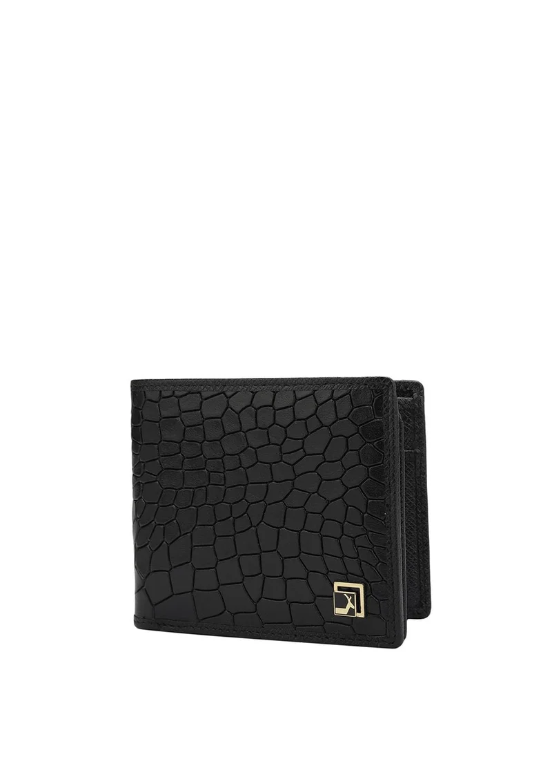 دا ميلانو محفظة جلد طبيعي سوداء للرجال