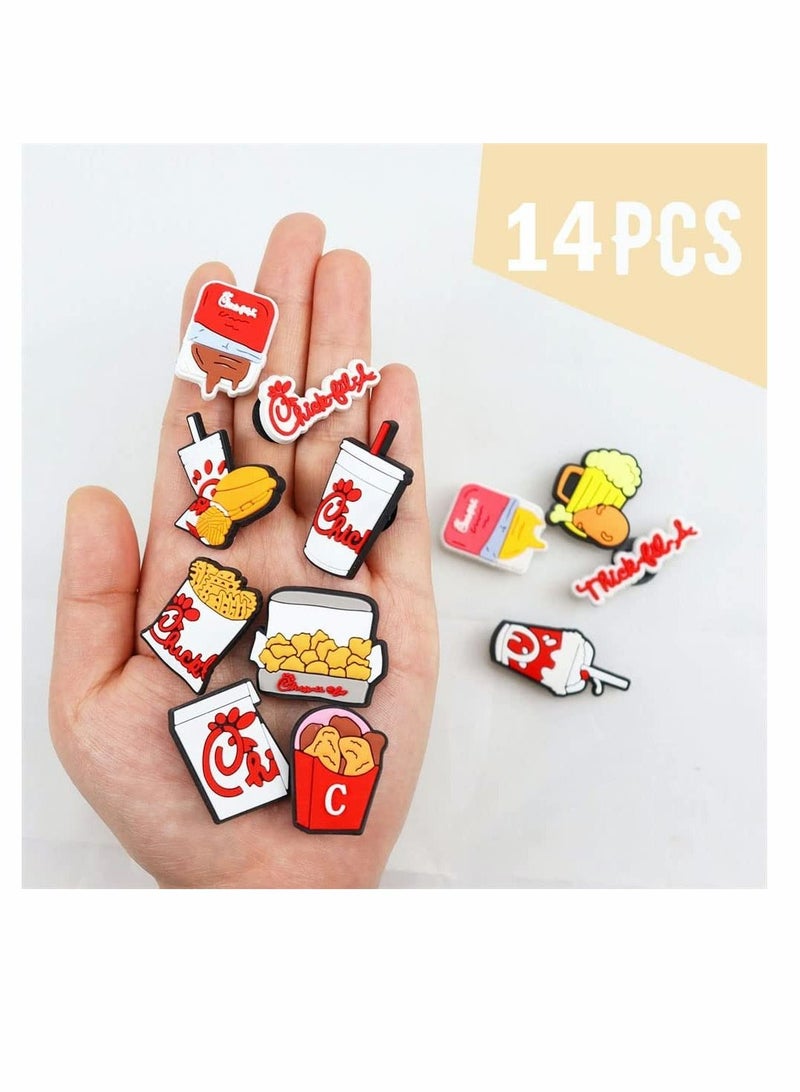 KASTWAVE Food Shoe Charm for Teens Girls Boys Kids Women Adults, Cute Shoe Charms Sandals Bracelets Decoration, PVC Trendy Croc Pins Party Favor Birthday Gifts, Accessories for Shoes (14Pcs) - Image 3