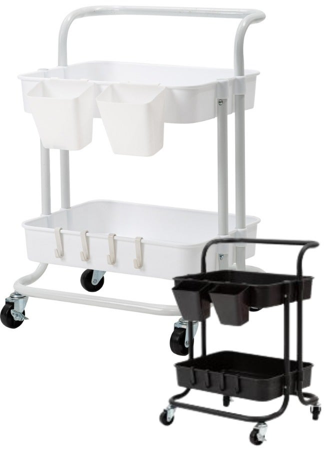 Prince 2 Tier Utility Rolling Storage Cart With Handles - Image 2