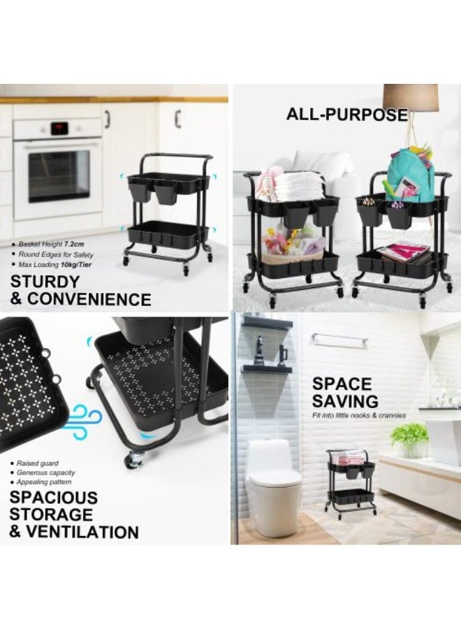 Prince 2 Tier Utility Rolling Storage Cart With Handles - Image 3
