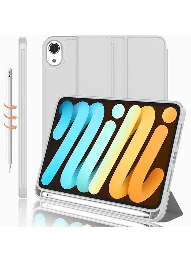 SmartGrist Case For iPad Mini 6th Generation 8.3 Inch 2021 Protective Cover With Pencil Holder Smart Case With Auto Wake/Sleep (Grey) - Image 1