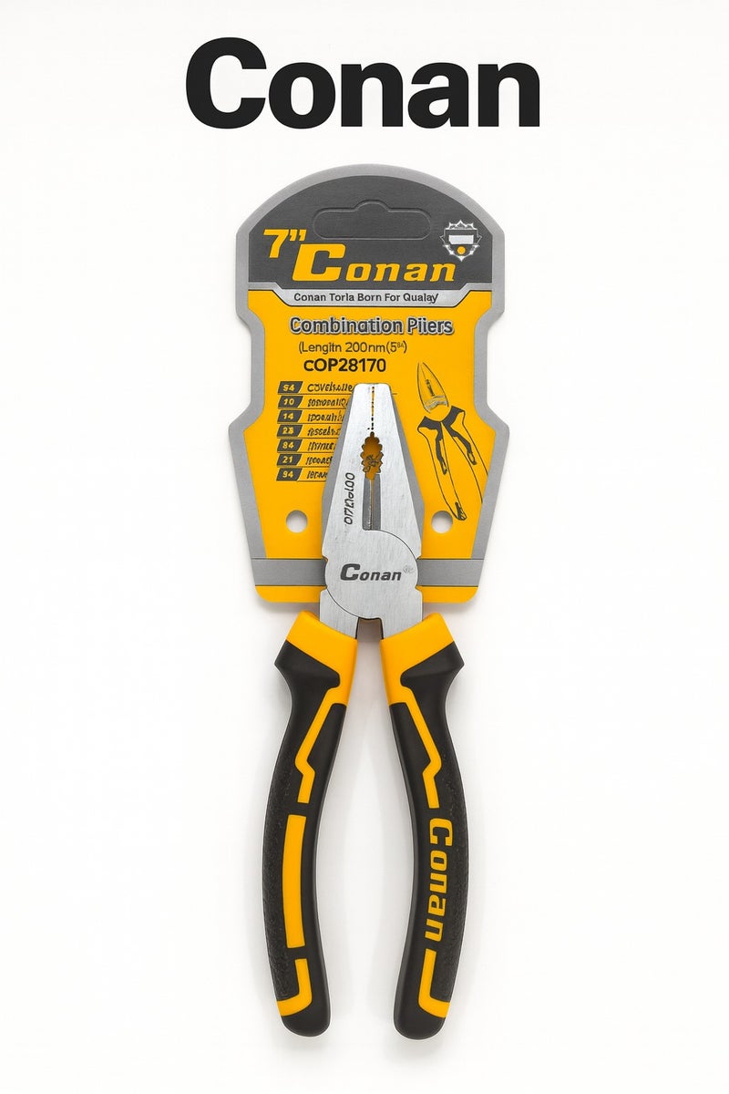 Conan 7" (180mm) Combination Pliers – Model COP28170, Durable Industrial Steel for Long Lifespan