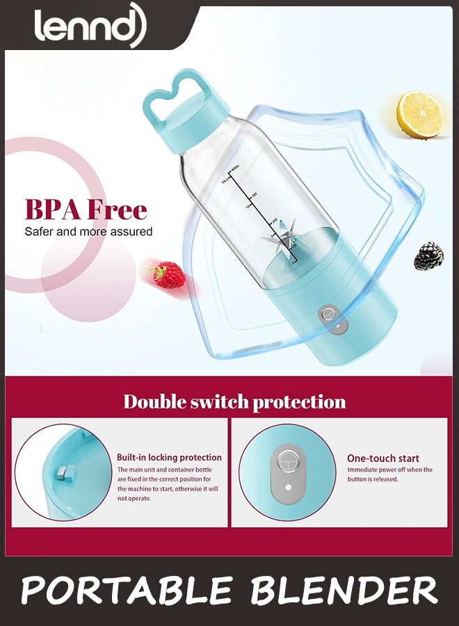 LENND Portable Personal Blender, USB Rechargeable 500ml Juicer, 175W Personal Size Blender, Great for Smoothies, Ice Blending, Juicing and Food Processing, Small, Convenient and Versatile - Image 5