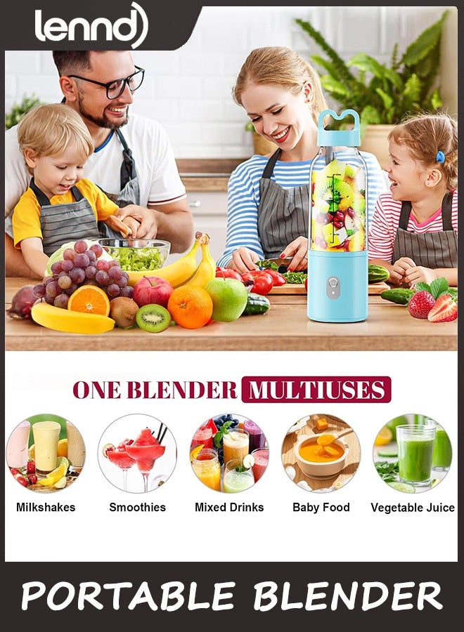 LENND Portable Personal Blender, USB Rechargeable 500ml Juicer, 175W Personal Size Blender, Great for Smoothies, Ice Blending, Juicing and Food Processing, Small, Convenient and Versatile - Image 4
