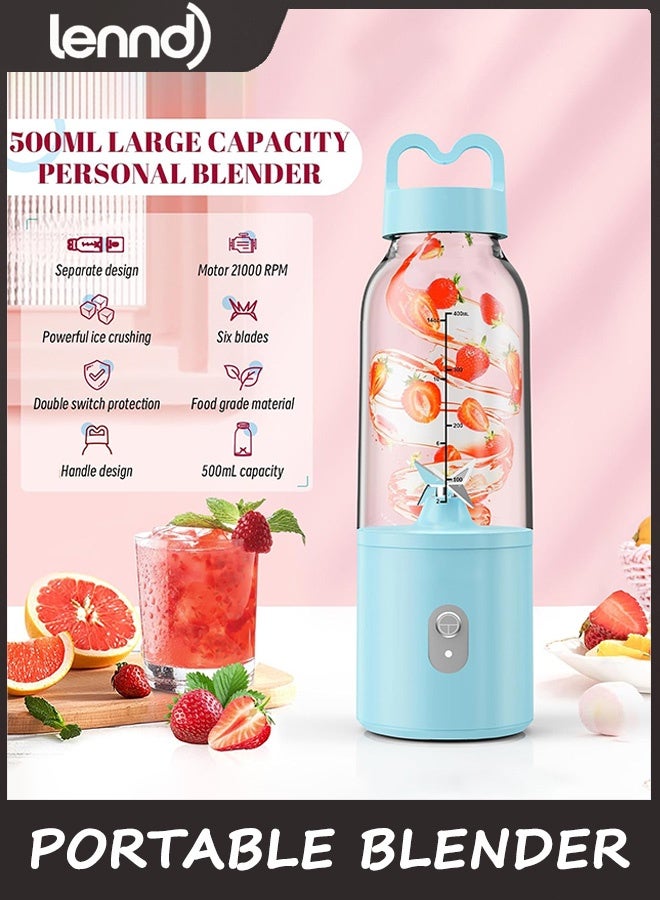LENND Portable Personal Blender, USB Rechargeable 500ml Juicer, 175W Personal Size Blender, Great for Smoothies, Ice Blending, Juicing and Food Processing, Small, Convenient and Versatile - Image 2